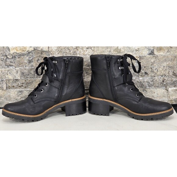 Naturalizer Tia Leather Ankle Boots Combat Moto Biker Lace-Up Black Womens 10M - Picture 9 of 13